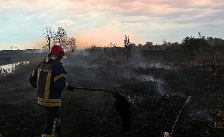 Масштабный пожар неподалеку от Обухова: выгорело 45 гектаров травы