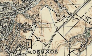 "ПРЯМІ ГОЛУБІ ЛІНІЇ" НА CТАРІЙ КАРТІ ОБУХОВА