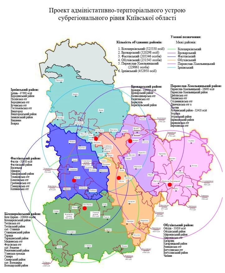 Київську область можуть поділити на 6 частин: Обухів стане "мегарайоном"