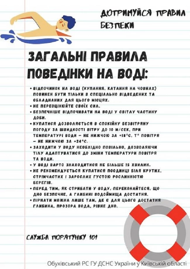 Обухівчанам нагадали про безпеку на воді