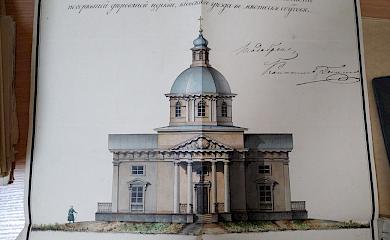 Михайловская церковь в Обухове (проект по состоянию на 1842)
