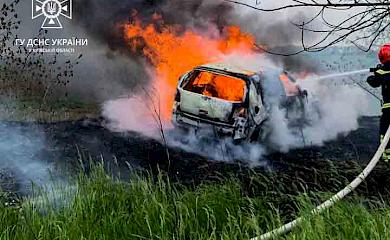 На Белоцерковщине полностью сгорел автомобиль