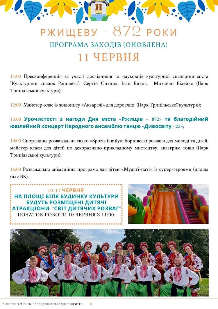 На заходах до дня міста у Ржищеві збиратимуть допомогу постраждалим на Херсонщині