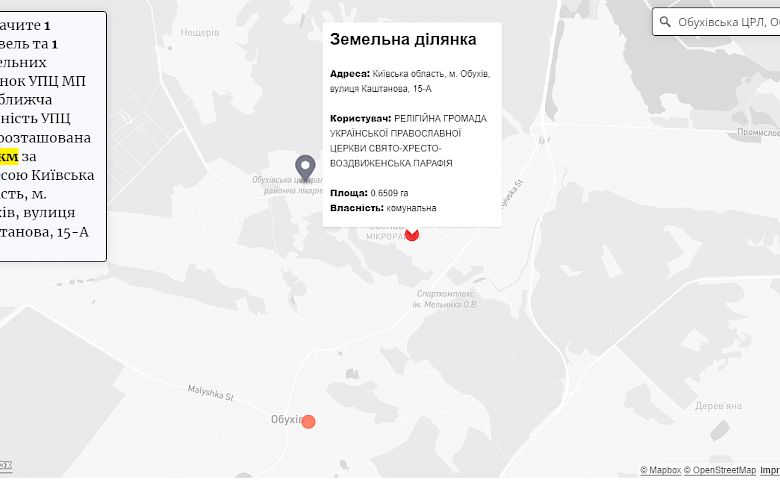 Кто владеет землей УПЦ МП в Обухове: соответствуют карты и расследование