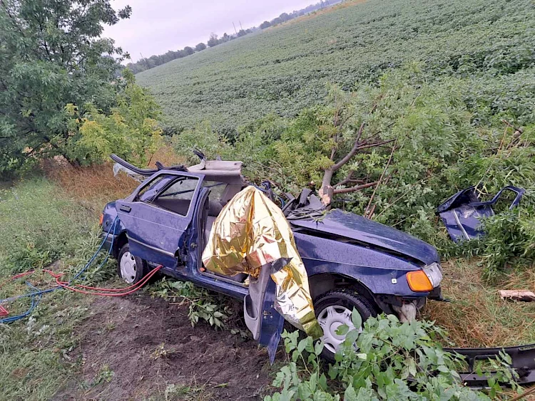 Возле Обухова легковой автомобиль съехал в кювет: спасатели деблокировали из салона легковушки пострадавшего