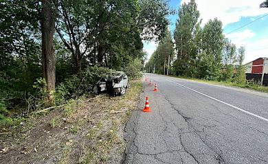 Біля Обухова водій виїхав на зустрічну смугу та допустив зіткнення з деревом