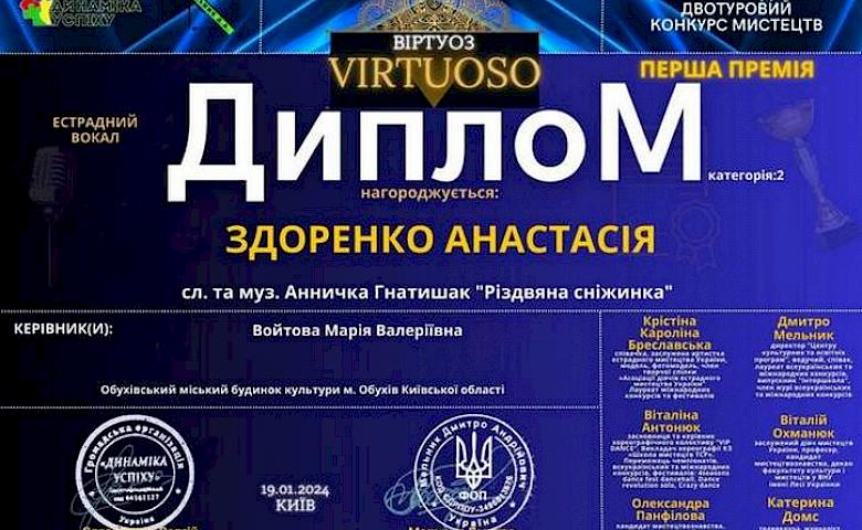 Обухівські вокалісти отримали відзнаку Міжнародного конкурсу