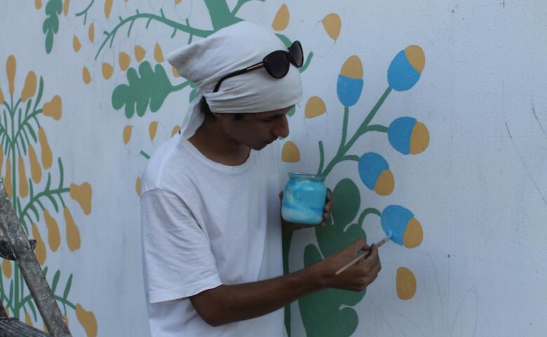 Художник из Триполья создал мурал на Подолье